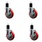 Service Caster 5'' Red Poly Swivel 1-3/4'' Expanding Stem Caster Set with Brake, 4PK SCC-EX20S514-PPUB-RED-TLB-134-4 - alternate 1